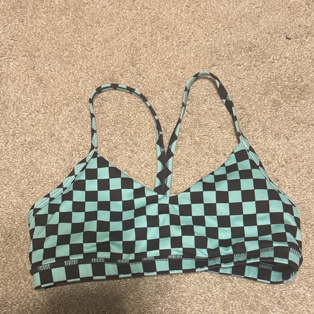 Fleo Black and Green Checkered Sports Bra